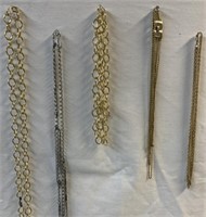 Lot of 5 Metallic Gold Tone Chain Link Necklaces