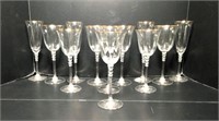 Crystal Stemware with Gold Trim & Faceted Stems
