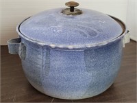 Large Blue Pottery Pot with Lid