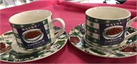 Country Cupboard Set of 2 Tea Cups / Saucers