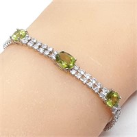 Sterling Silver Peridot Sapphire Bracelet