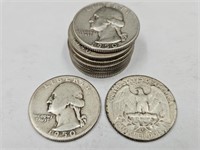 10- 1950 D Washington Silver Quarters