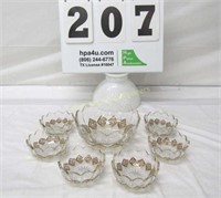 Set of Glass Bowl Set - Clear & Gold,