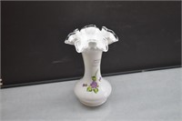 Fenton Art Glass Vase with painted Violets
