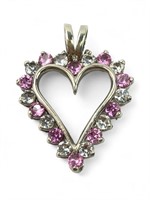 Vintage Pink Sapphire & White Topaz Heart Shaped