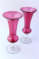 Large Pair of Late Victorian Ruby Glass Vases,