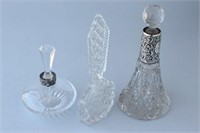 Three Perfume Bottles and Stoppers,