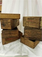 WOODEN AMMUNITION BOXES, LOT OF (7), BOXES,