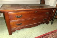 Oak 2 drawer low chest c.1890 (21" deep, 45" w