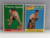 1958 Topps 2 Diff Warren Spahn Braves HOF