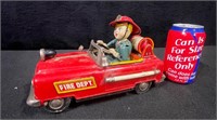 Nomura Fire Chief Fire Truck Tin Toy Made in Japan