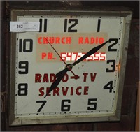 14" Square Vintage Radio & Tv Service Clock
