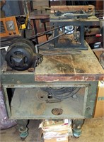 Vintage Table Saw Mounted On Old Table