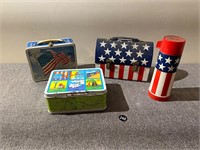 LOT: Americana Lunch Boxes & Thermos