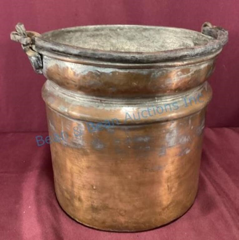 Antique dovetailed copper bucket