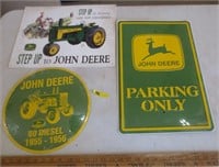 3 John Deere metal signs