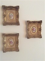 Lot of 3 Ornate Framed Cameo Artwork