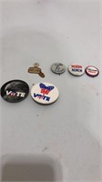 Lot of pins including 1971 slater vote pins