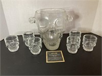 Glass Skull Tequila Ice Bucket & Shot Glasses