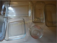Glass baking dishes, pyrex measuring cup