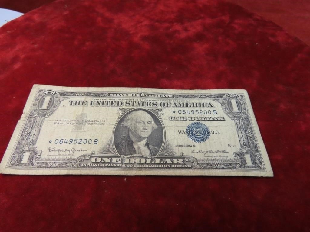 1957B $1 Silver certificate US banknote. Star