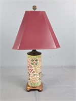 Ornate Asian Motif Porcelain Table Lamp