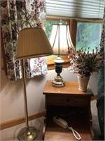Lamps and flower arrangement