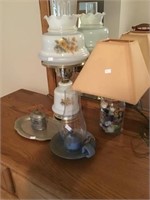 Pottery burner lamp, button jar lamp, hurricane