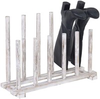 6-Pair Shabby Whitewashed Wood Inverted Boot Rack