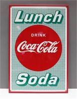 FRAMED COCA-COLA LUNCH ADVERTISING SIGN