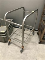 METAL RACK ON LARGE CASTERS