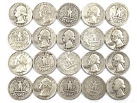 20 Silver Washington Quarters, US Coins