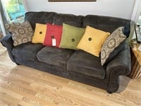 7' COUCH WITH DECORATIVE PILLOWS