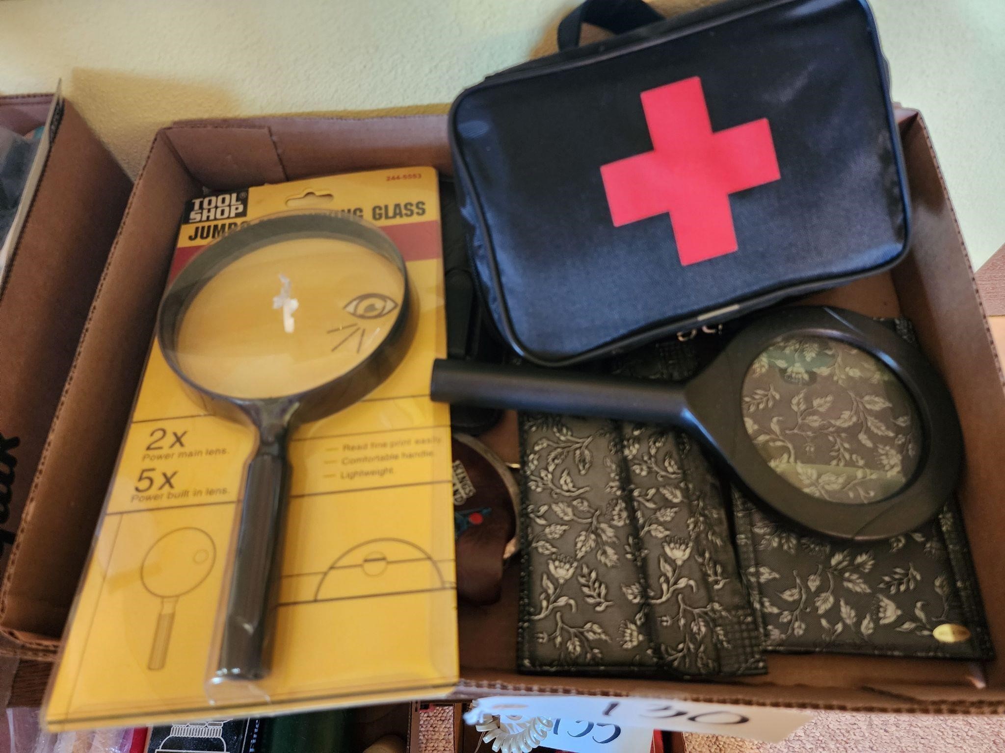 Magnifying Glass, First Aid Kit, More