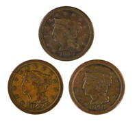 Trio of 1840's Large Cents