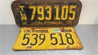 1951 &1956 CALIFORNIA LICENSE PLATES
