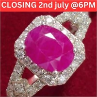 $4315 14K  Natural Ruby(1.8ct) 42 Side Diamonds(0.