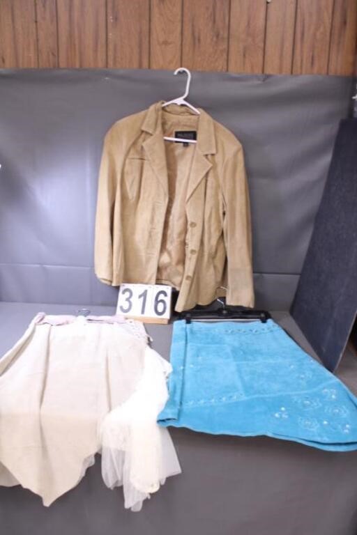 Wilson Leather sz XL Tan Jacket ~ 2 Sued Skirts
