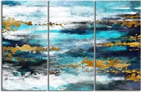 Yeawin Abstract Blue Lake Water Wall Art