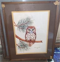 1986 David M Shea Original Painting, Owl on