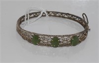 Vintage silver and green stone bracelet