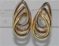 18ct three tone gold earrings