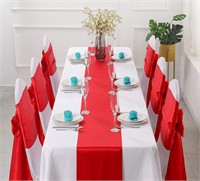 2 Pack Red Satin Table Runner 12 x 108 Inch