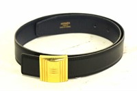 Hermès Black/Navy 32Mm Leather Belt