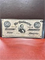 1864 $50.00 Confederate Note-VF