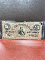 1864 $50.00 Confederate Note-VF