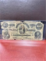 1864 $100 Confederate Note Poor Condition