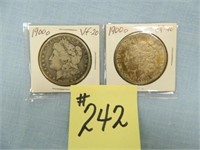 1900o, 1900o Morgan Silver Dollars - VF-20, EF-40