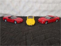 Lot of 3 1:38 Scale Corvette Die-Cast Cars