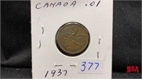 1937 Canadian penny